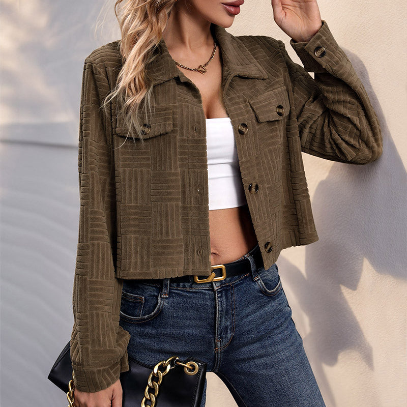 Damen Kurzjacke mit strukturiertem Korddesign R&B