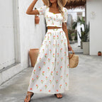 Damen Maxikleid mit floralen Akzenten und taillierter Silhouette EB