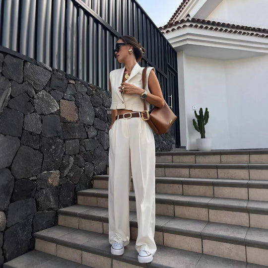 Damen Weite Palazzo-Hose mit eleganter Bundfaltenverarbeitung R&B