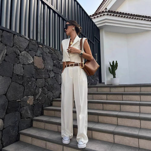 Damen Weite Palazzo-Hose mit eleganter Bundfaltenverarbeitung R&B
