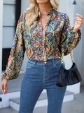 Damen elegante Printbluse