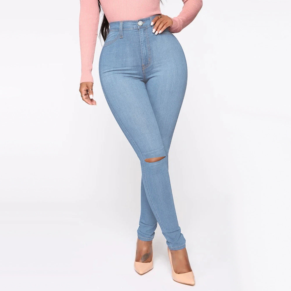Damen High-Waist Jeans mit modischem Destroyed-Detail R&B
