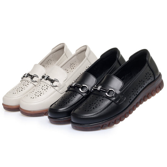 Damen Bequeme Mokassins mit luftiger Perforation und modischem Schmuckdetail R&B