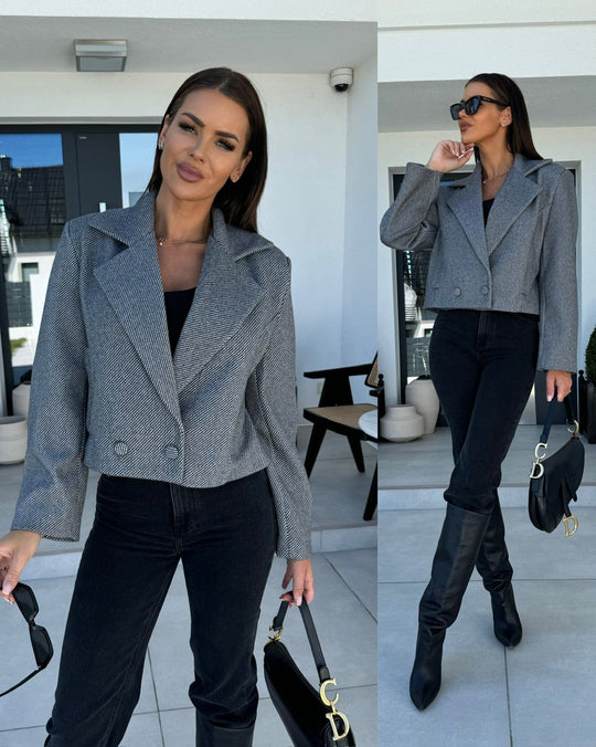 Damen schicke taillierte Blazerjacke mit doppelter Knopfleiste R&B