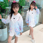 Damen nan leichte transparente Regenjacke für Mädchen mit Kapuze und verspieltem Cartoon-Print R&B