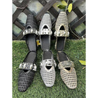 Damen trendige Mules mit modischem Netzdesign und stilvollem Riemen R&B