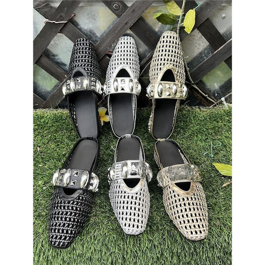 Damen trendige Mules mit modischem Netzdesign und stilvollem Riemen R&B
