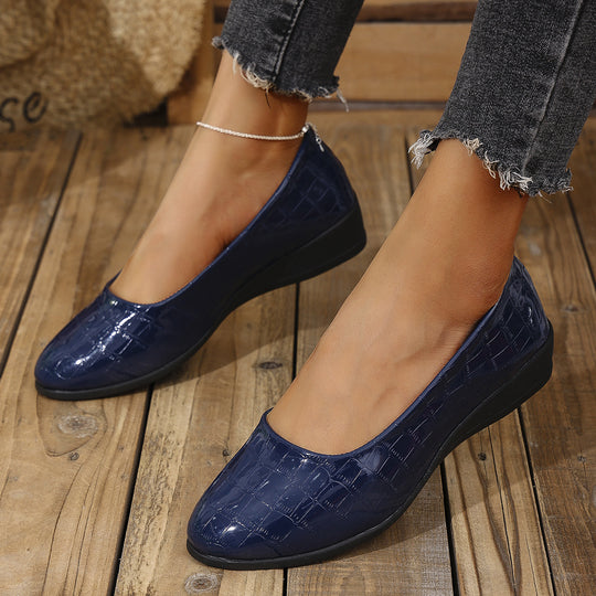 Damen elegante Ballerinas mit glänzender Krokodilprägung R&B