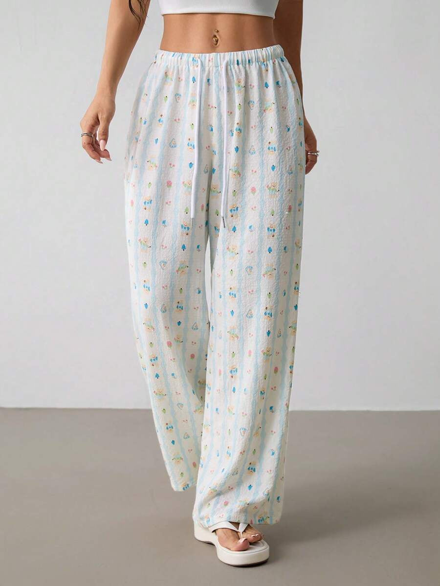 Damen luftige Sommerhose mit buntem Blumenmuster R&B