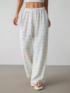 Damen luftige Sommerhose mit buntem Blumenmuster R&B
