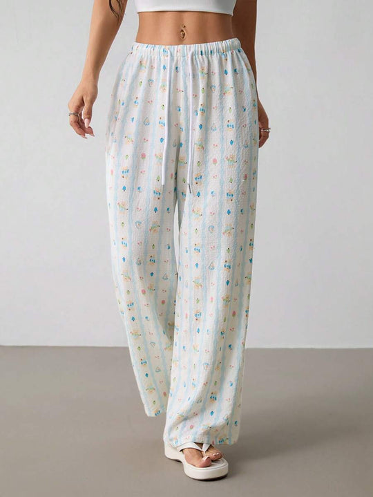 Damen luftige Sommerhose mit buntem Blumenmuster R&B