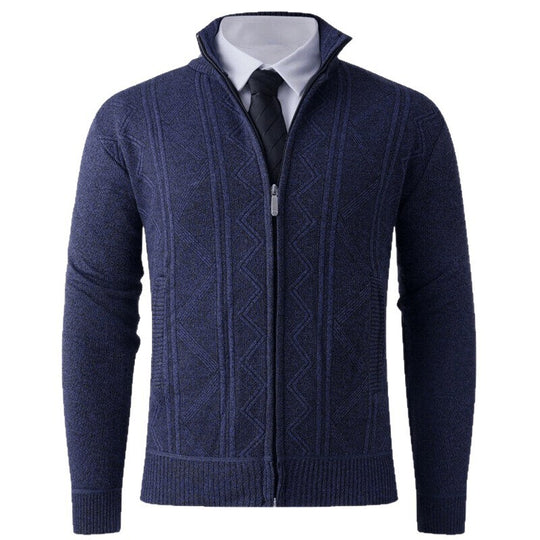 Herren Strickjacke mit modernem Zipper und strukturiertem Design R&B