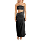 Damen asymmetrisches Maxikleid mit tiefem Rückenausschnitt und figurbetonter Silhouette R&B
