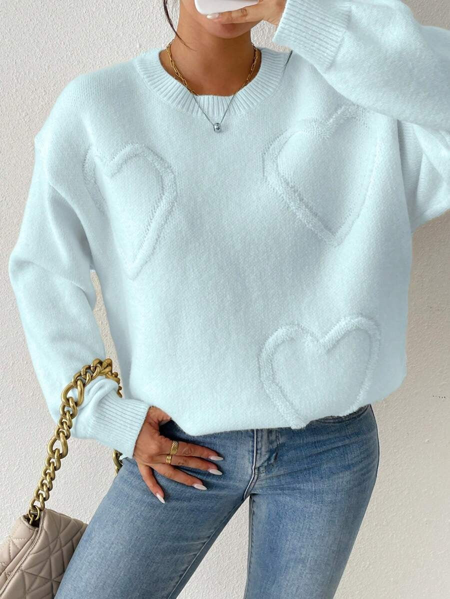 Damen Strickpullover mit Herzoptik und lässigem Schnitt R&B