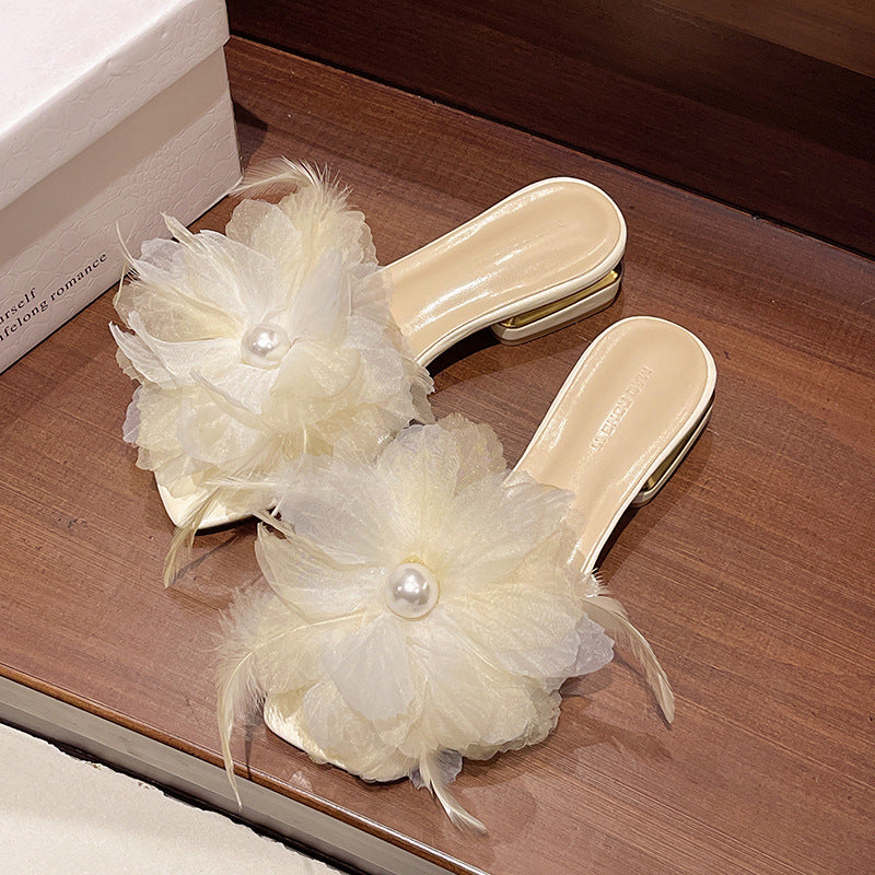 Damen elegante Mules mit floralen Applikationen R&B