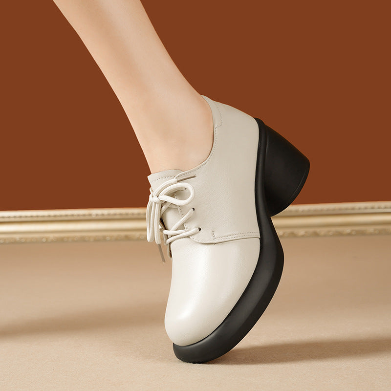 Damen Elegante Schnürschuhe mit hochgezogenem Blockabsatz und weichem Innenfutter R&B