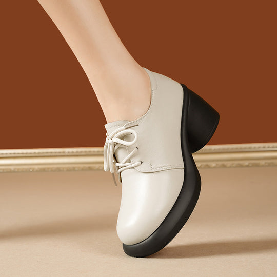 Damen Elegante Schnürschuhe mit hochgezogenem Blockabsatz und weichem Innenfutter R&B