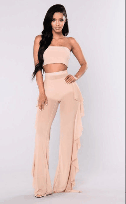 Damen Anziehbare Boho-Hosen mit Rüsche R&B