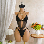 Damen Triangel-Bikini mit raffiniertem Netzdesign und luxuriösen Ringen R&B
