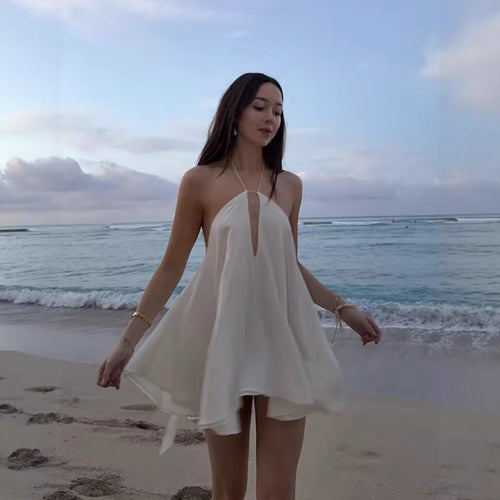 Damen luftiges Chiffonkleid mit tiefem V-Ausschnitt und verstellbaren Trägern R&B
