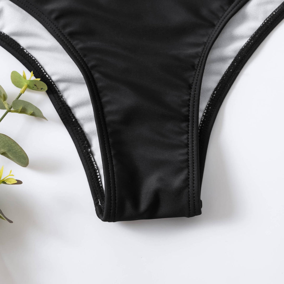 Damen Crop-Bikini mit asymmetrischem Design und hohem Bund R&B