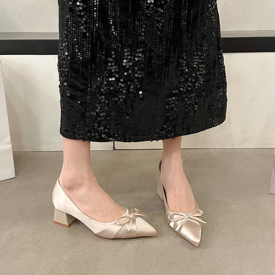 Damen elegante Spitzen High Heels mit dekorativem Schleifenakzent R&B