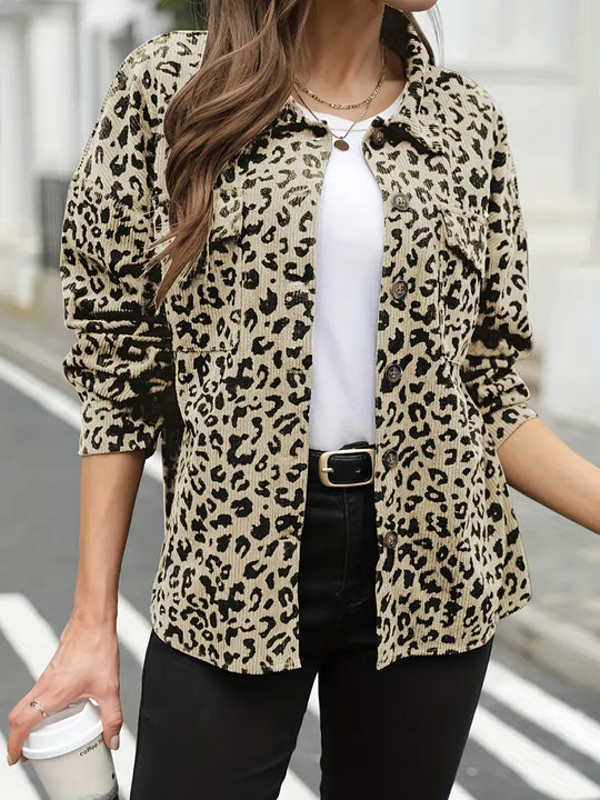 Damen Flanelljacke mit Leopardenmuster R&B