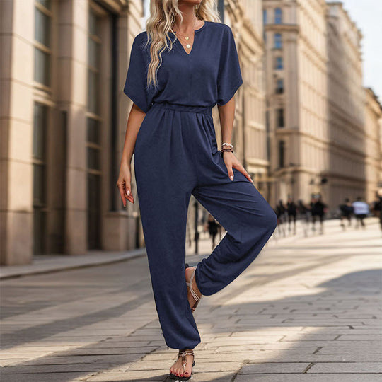 Damen lässiger Jumpsuit mit eleganter Drapierung und Taillierung R&B