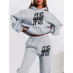 Damen Freizeit-Hoodie und Jogginghose Set mit inspirierendem Schriftzug