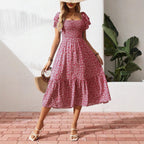 Damen Off-Shoulder Maxikleid mit floralen Mustern und elastischem Oberteil R&B