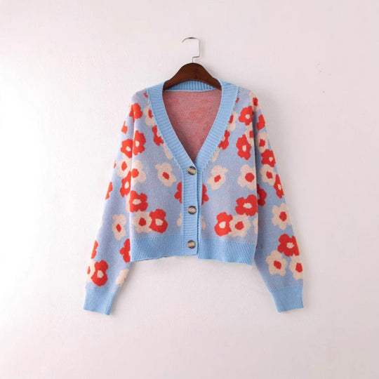 Damen cardigan mit floralem Muster und Knopfdetails R&B