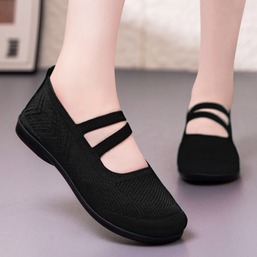 Damen Komfortable Strickschuhe mit elastischem Riemen R&B