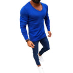 Herren elegantes Langarmshirt mit V-Ausschnitt und figurbetontem Schnitt R&B