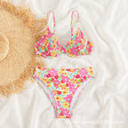 Damen Push-Up Bikini-Set mit floralem Wickelrock R&B