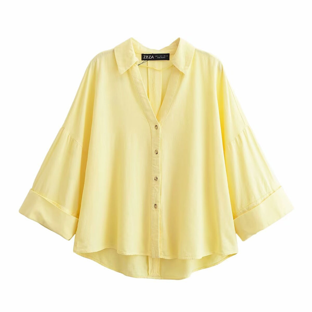 Damen Hemdblusenshirt mit lässigem Schnitt und eleganten 3/4-Ärmeln R&B