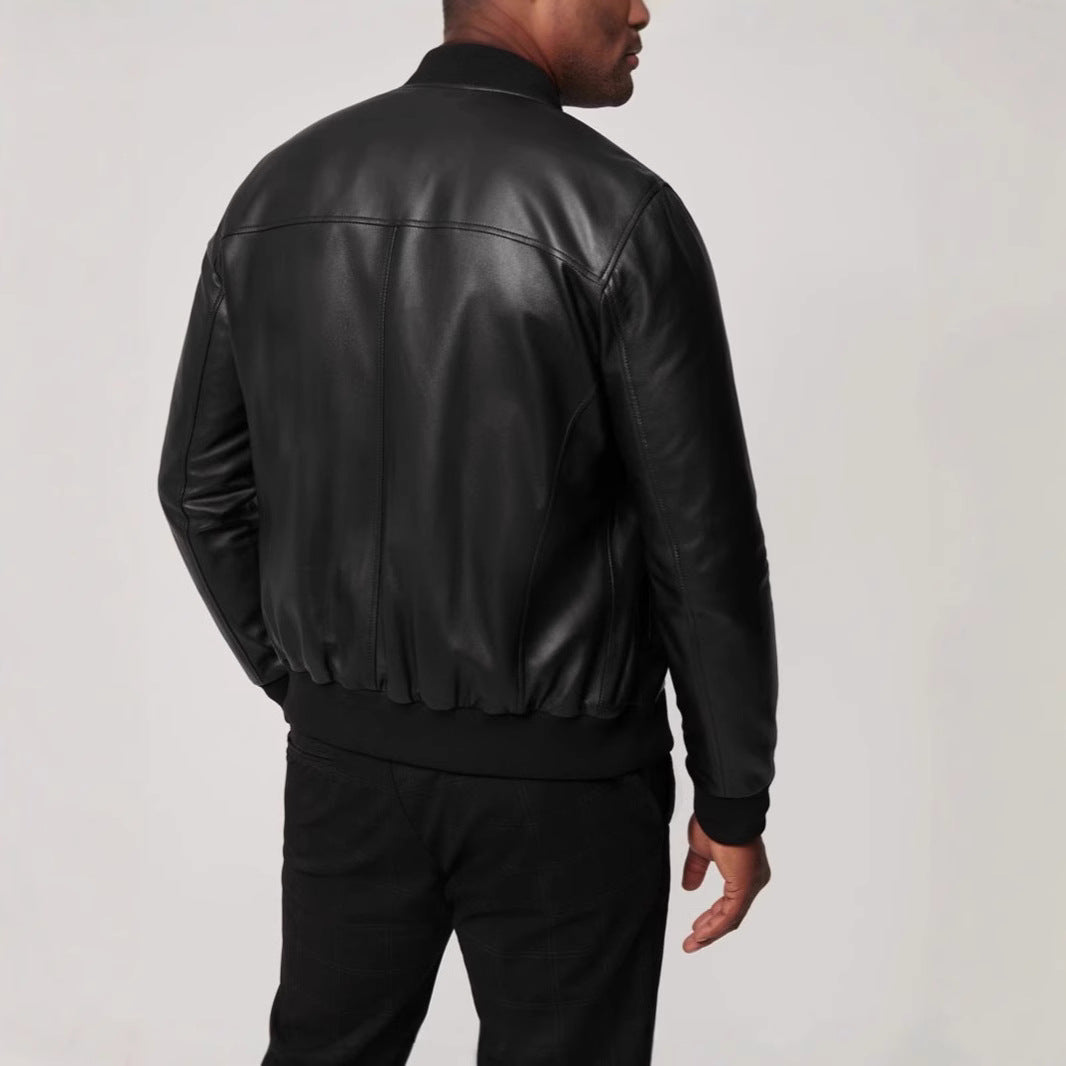 Herren klassische jacke im Biker-Stil mit elastischem Bund R&B