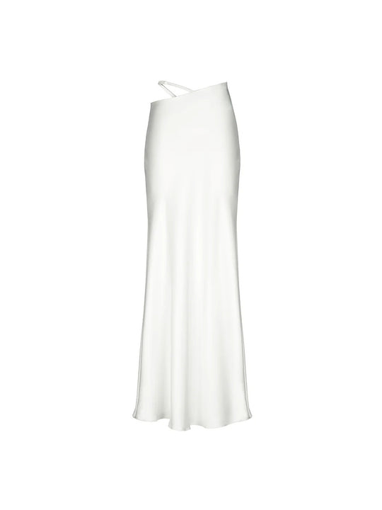 Damen Elegantes Maxikleid mit schulterfreiem Design und seidigem Finish R&B