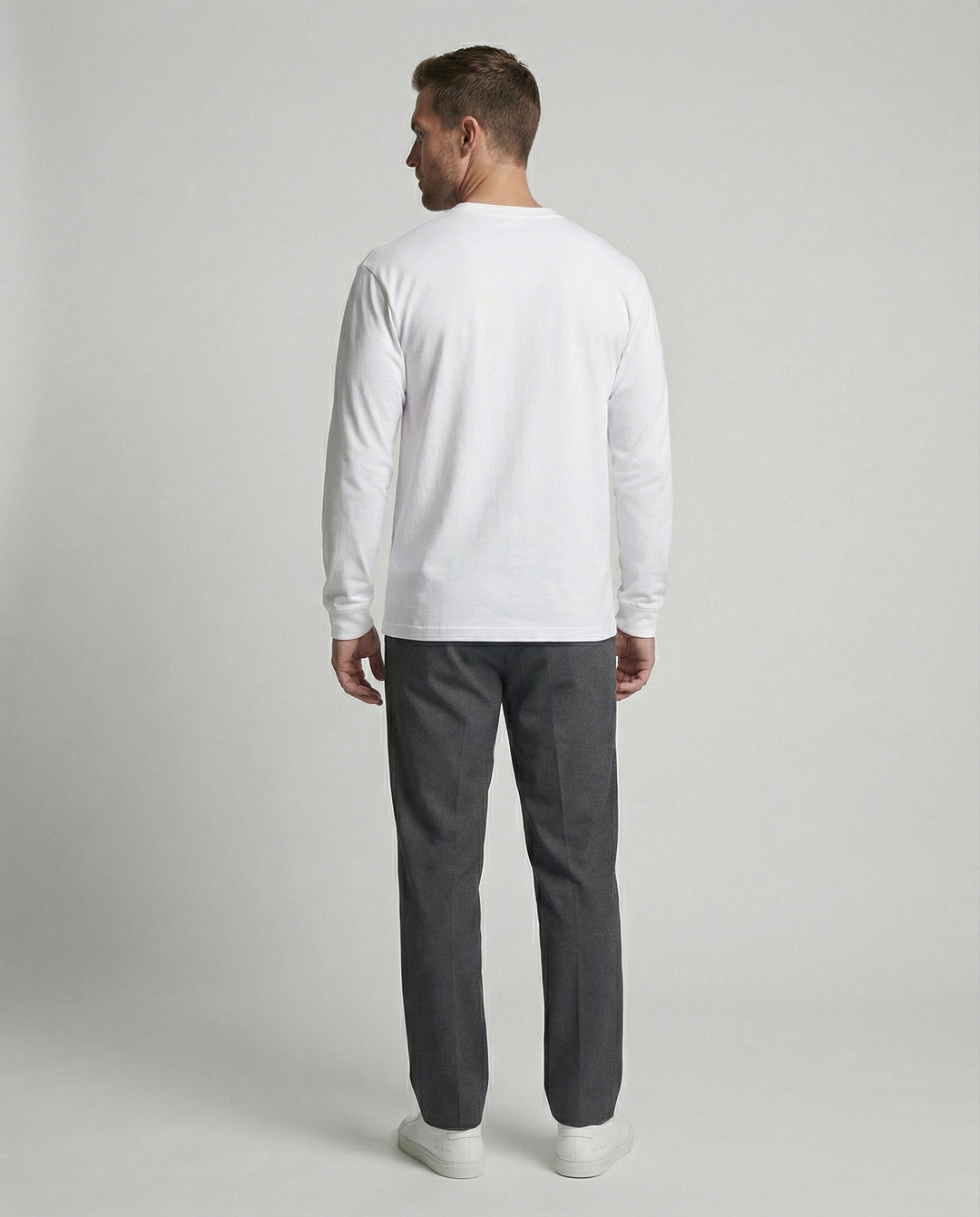 Lässiges Baumwoll Langarmshirt Weiß Oversize T-Shirt für coole Urban Styles