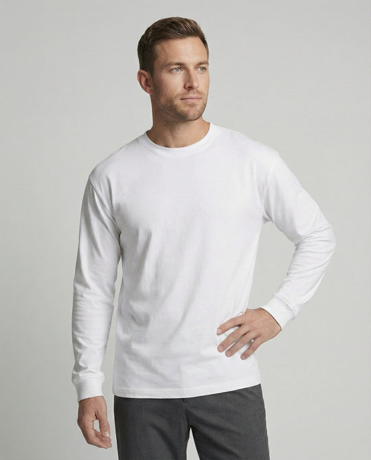 Lässiges Baumwoll Langarmshirt Weiß Oversize T-Shirt für coole Urban Styles