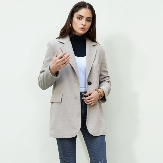 Damen elegante Boucle-Blazerjacke R&B