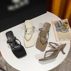 Damen elegante Sling-Sandalen mit verstellbaren Riemen und Komfortabsatz