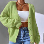 Damen Strickcardigan kuschelig mit dekorativen Knöpfen