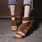 Damen Sandalen mit eleganten Riemen und Blockabsatz R&B
