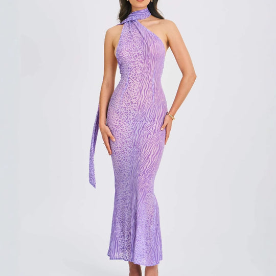 Damen Elegantes Wickelkleid mit asymmetrischem Hals und figurbetontem Schnitt R&B