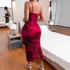 Damen Bodycon-Kleid mit elegantem Schleppe-Ausschnitt und dekorativem Muster R&B