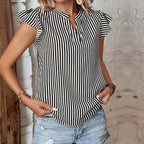 Damen Leichte Sommerbluse mit Streifenmuster und Rüschendetails R&B