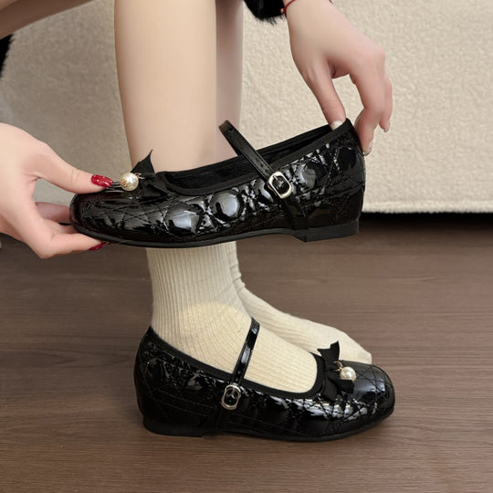 Damen Ballerinas mit eleganter Schnallenverzierung und hochwertiger Ledernarbung R&B