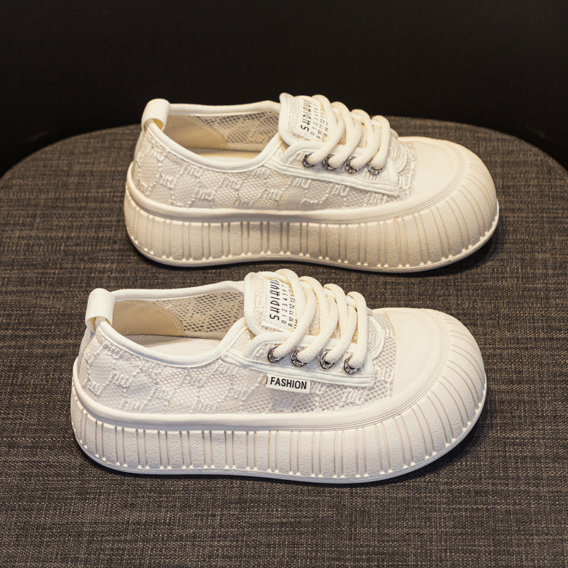 Damen Sportliche Plateausneaker mit luftiger Mesh-Oberfläche und modischem Design