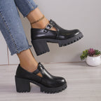 Damen Chunky Heels mit trendiger Schnalle und rutschfester Sohle R&B