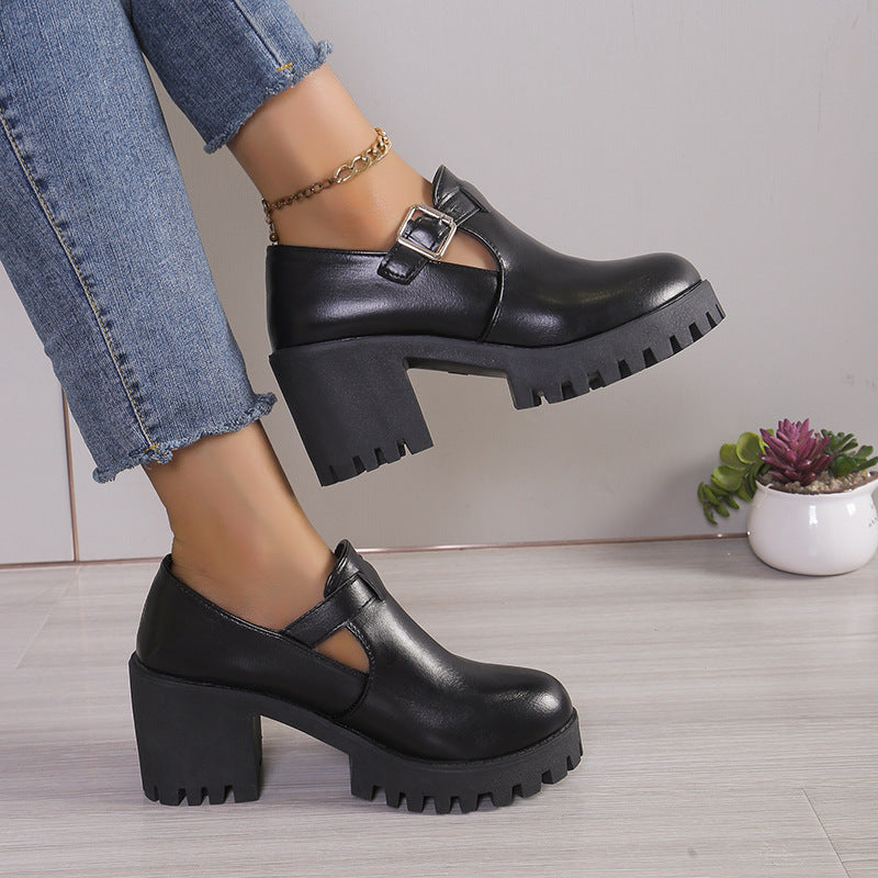 Damen Chunky Heels mit trendiger Schnalle und rutschfester Sohle R&B